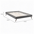 Pemberly Row Full Polyester Fabric Bed Frame with Splayed Legs in Gray Finish