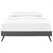 Pemberly Row Full Polyester Fabric Bed Frame with Splayed Legs in Gray Finish