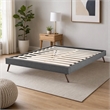 Pemberly Row Full Polyester Fabric Bed Frame with Splayed Legs in Gray Finish