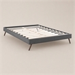 Pemberly Row Full Polyester Fabric Bed Frame with Splayed Legs in Gray Finish