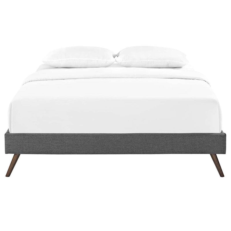 Pemberly Row Queen Polyester Fabric Bed Frame with Splayed Legs in Gray Finish