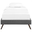 Pemberly Row Twin Polyester Fabric Bed Frame with Splayed Legs in Gray Finish