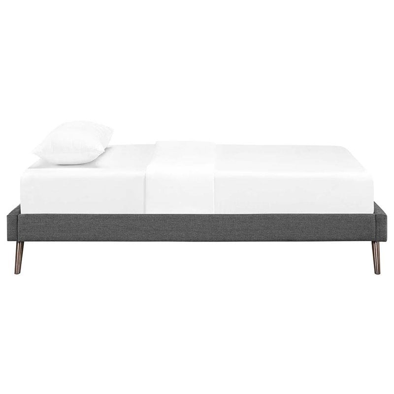 Pemberly Row Twin Polyester Fabric Bed Frame with Splayed Legs in Gray Finish