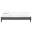 Pemberly Row Twin Polyester Fabric Bed Frame with Splayed Legs in Gray Finish