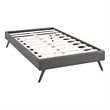 Pemberly Row Twin Polyester Fabric Bed Frame with Splayed Legs in Gray Finish