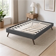 Pemberly Row Twin Polyester Fabric Bed Frame with Splayed Legs in Gray Finish