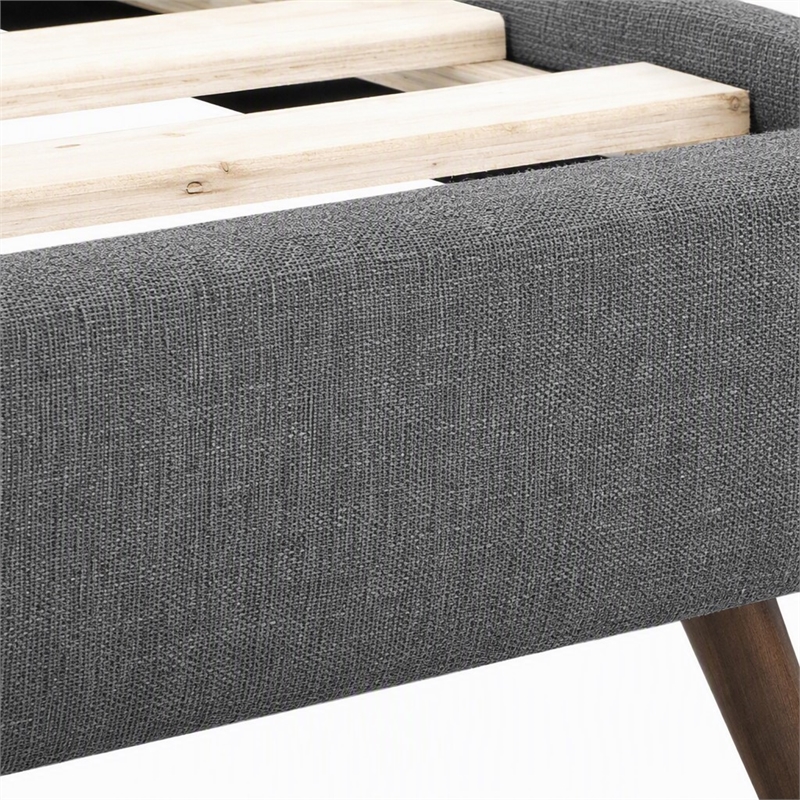 Pemberly Row Twin Polyester Fabric Bed Frame with Splayed Legs in Gray Finish