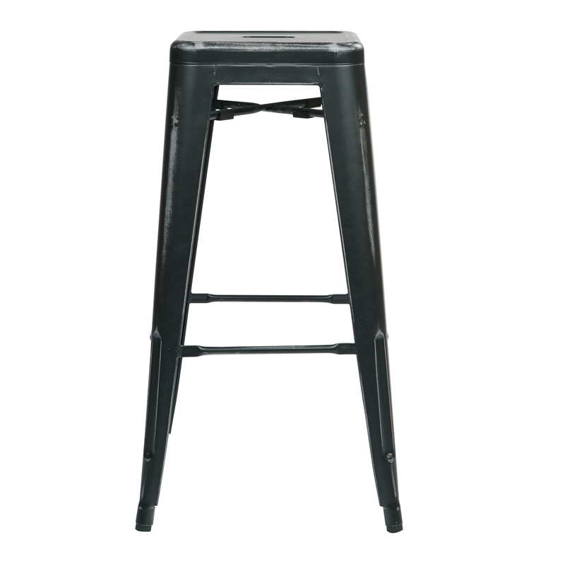 Pemberly Row 30 in Antique Black Metal Barstool 4-Pack