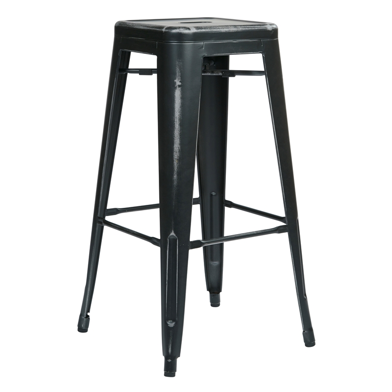 Pemberly Row 30 in Antique Black Metal Barstool 4-Pack