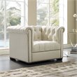 Pemberly Row Performance Velvet Accent Armchair in Ivory