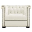 Pemberly Row Performance Velvet Accent Armchair in Ivory