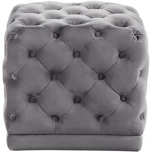 Pemberly Row Contemporary Velvet Ottoman in Gray Upholstery