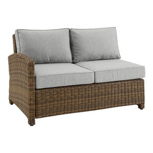 Pemberly Row Left Side Sectional Loveseat with Gray Cushions