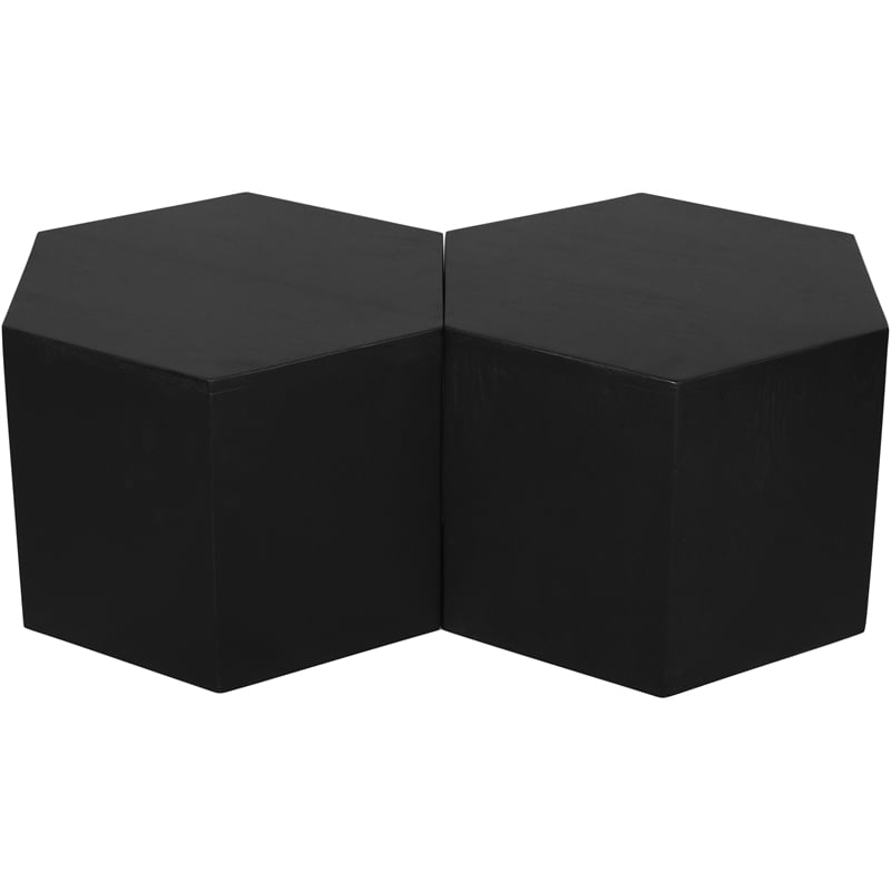 Pemberly Row 2-Piece Coffee Table in Black Oak Wood with Modular Design