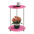 Pemberly Row Two-Tier Round End Table Pink Woodgrain Melamine