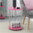 Pemberly Row Two-Tier Round End Table Pink Woodgrain Melamine