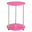 Pemberly Row Two-Tier Round End Table Pink Woodgrain Melamine