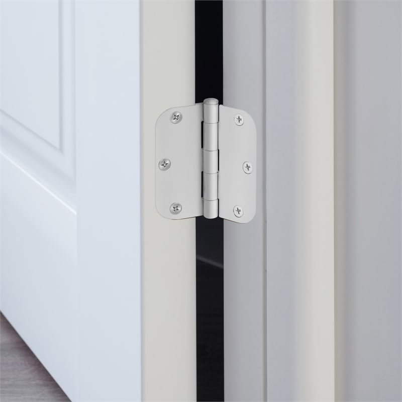 Pemberly Row Stainless Steel Door Hinges Painted White 3.5 in 12 Pack