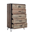 Pemberly Row Solid Wood 5-Drawer Chest Rustic Brown 104.63 lbs
