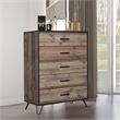 Pemberly Row Solid Wood 5-Drawer Chest Rustic Brown 104.63 lbs