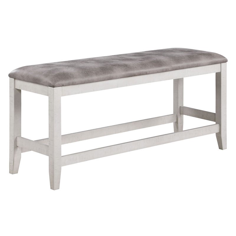 Pemberly Row Rubberwood Acacia Dining Bench White & Brown 54
