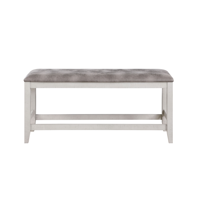 Pemberly Row Rubberwood Acacia Dining Bench White & Brown 54