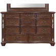 Pemberly Row 11-Drawer Dresser in Cherry Finish with Gold Accents