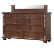 Pemberly Row 11-Drawer Dresser in Cherry Finish with Gold Accents