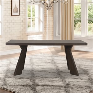 Pemberly Row 72&quot Wood Dining Table in Dark Brown with Angled Legs