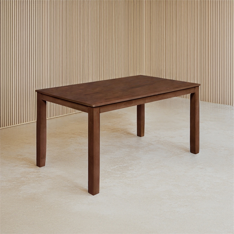 Pemberly Row Rectangular Dining Table Rubberwood Walnut Finish 60 in