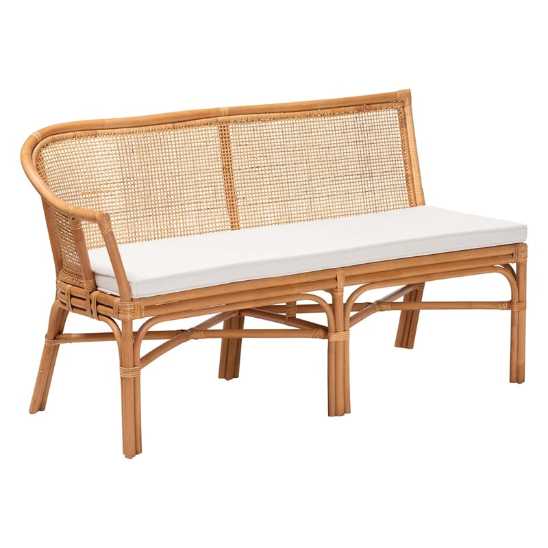 Pemberly Row Handwoven Rattan L-Shaped Dining Bench Set