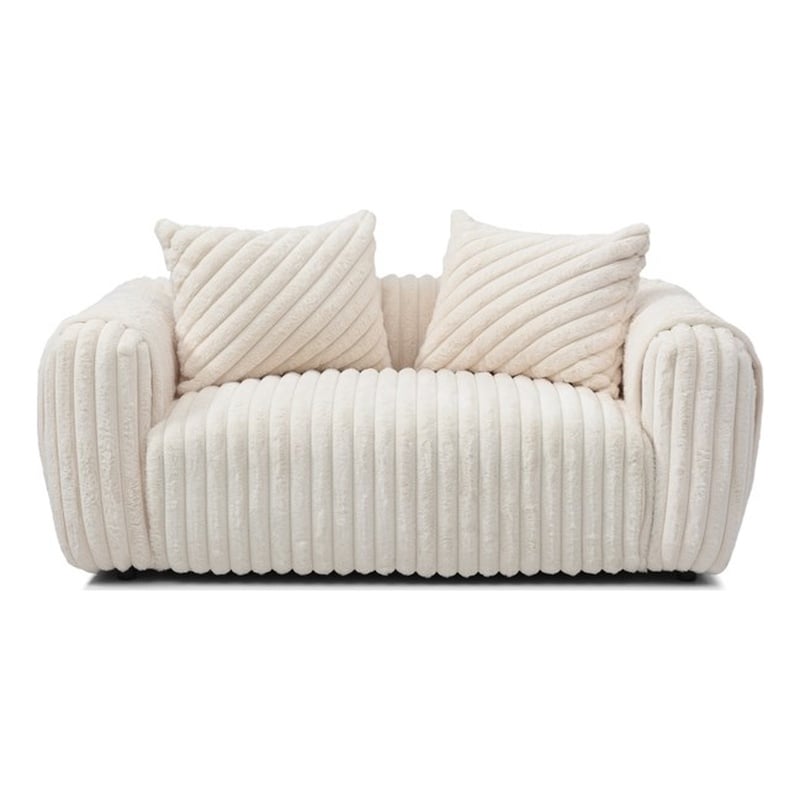 Pemberly Row Boucle Fabric Upholstered Loveseat in White