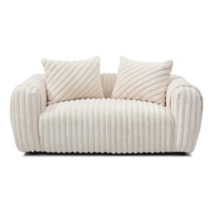 Pemberly Row Boucle Fabric Upholstered Loveseat in White
