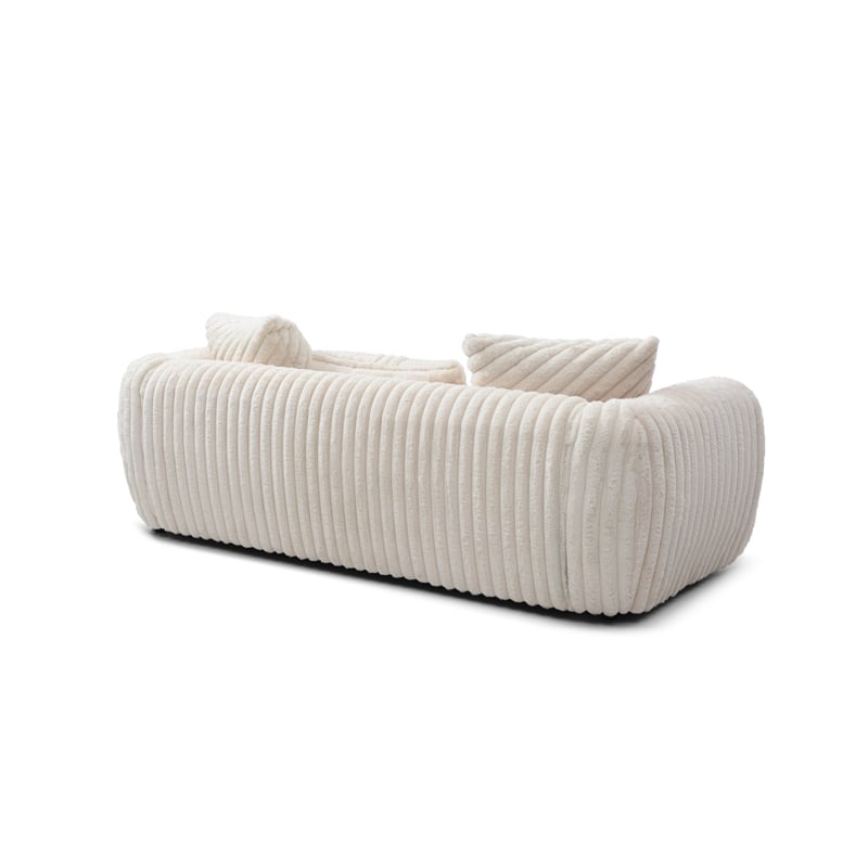 Pemberly Row Boucle Upholstered White Fabric Sofa