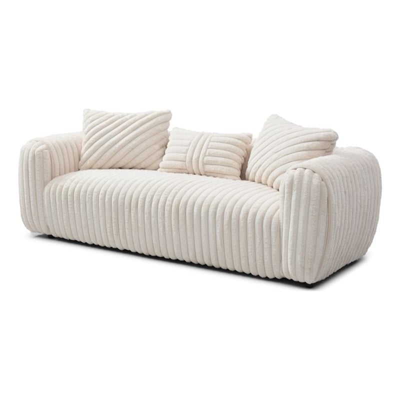 Pemberly Row Boucle Upholstered White Fabric Sofa