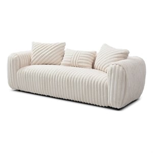 Pemberly Row Boucle Upholstered White Fabric Sofa