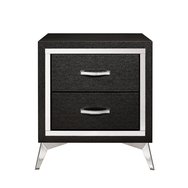 Pemberly Row 2-Drawer Nightstand (Set of 2) in Black Wood Finish