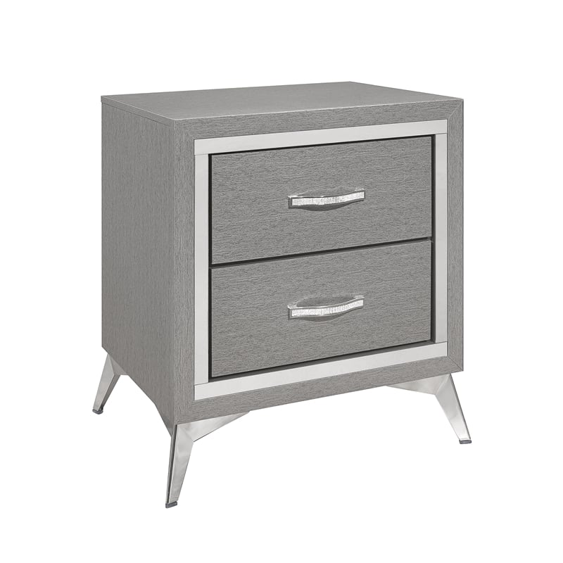 Pemberly Row 2-Drawer Nightstand (Set of 2) in Grey Wood Finish