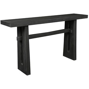 Pemberly Row Rustic Black Solid Wood Console Table with Trestle Legs