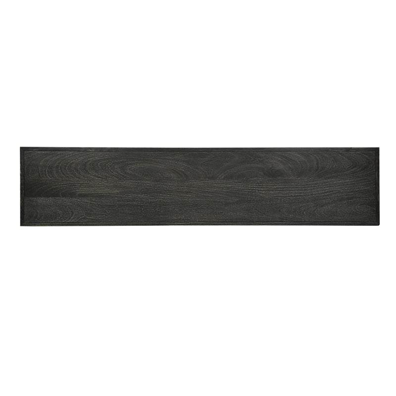 Pemberly Row Rustic Black Solid Wood Console Table with Trestle Legs