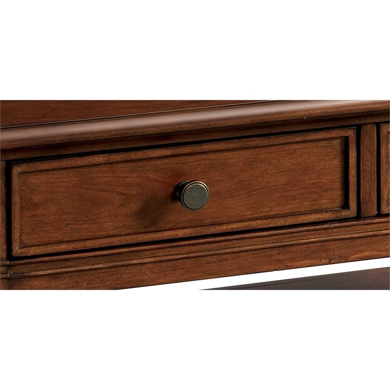 Pemberly Row Wood Coffee Table with Decorative Moldings in Burnished Cherry