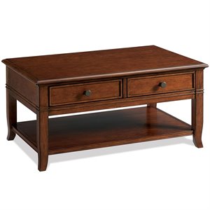 Pemberly Row Wood Coffee Table with Decorative Moldings in Burnished Cherry