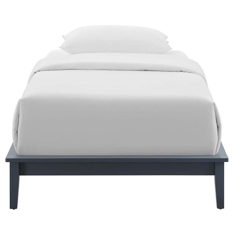 Pemberly Row Twin Solid Wood Platform Bed Frame in Gray