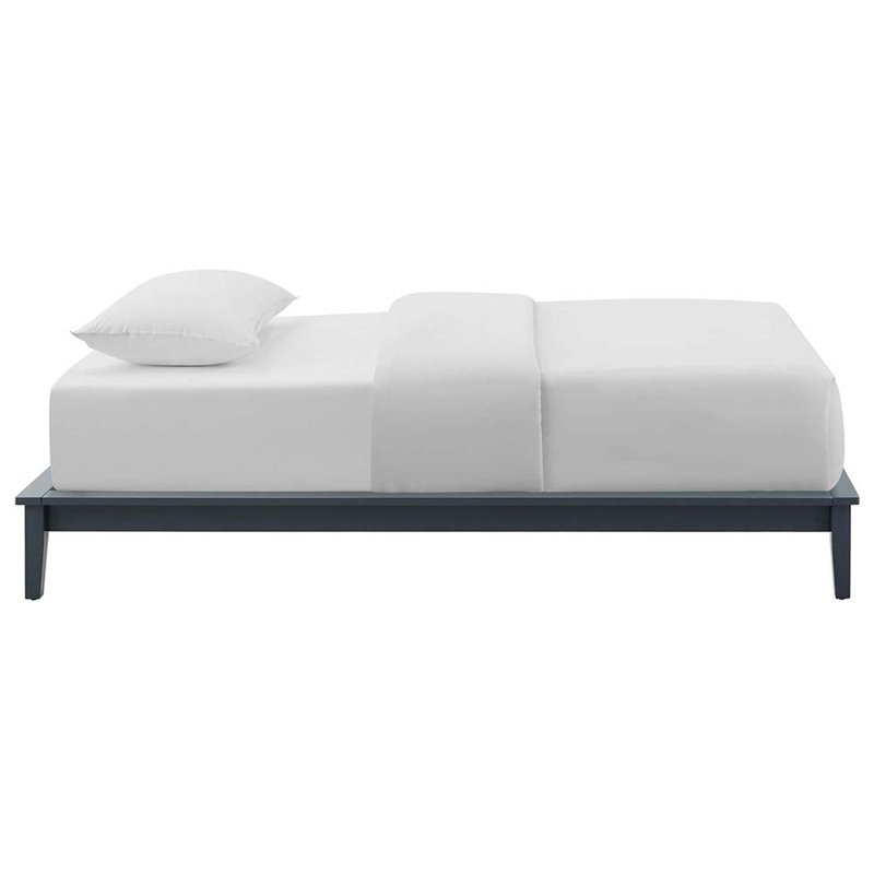 Pemberly Row Twin Solid Wood Platform Bed Frame in Gray
