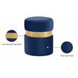 Pemberly Row Velvet Ottoman/Stool in Navy with Gold Stainless Steel Band