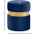 Pemberly Row Velvet Ottoman/Stool in Navy with Gold Stainless Steel Band