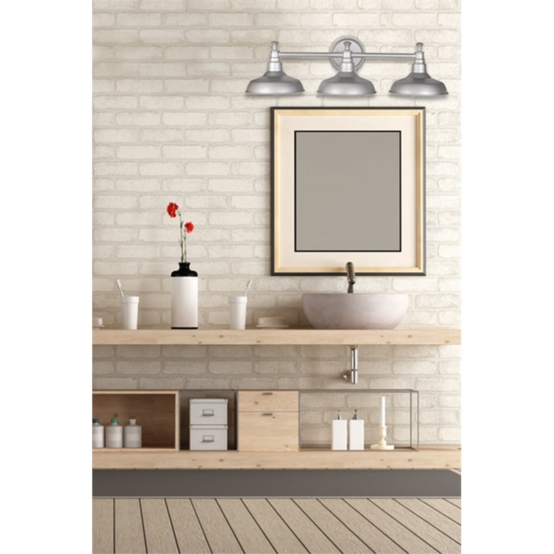 Pemberly Row 3-Light Vanity Stainless Steel Alloy in White Bell Shades
