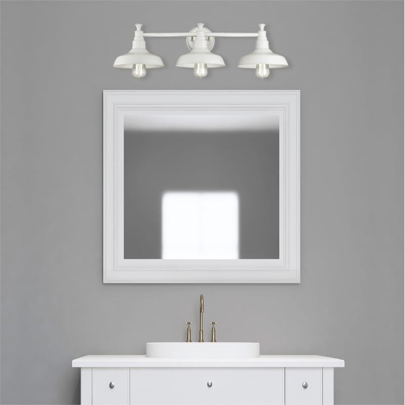 Pemberly Row 3-Light Vanity Stainless Steel Alloy in White Bell Shades