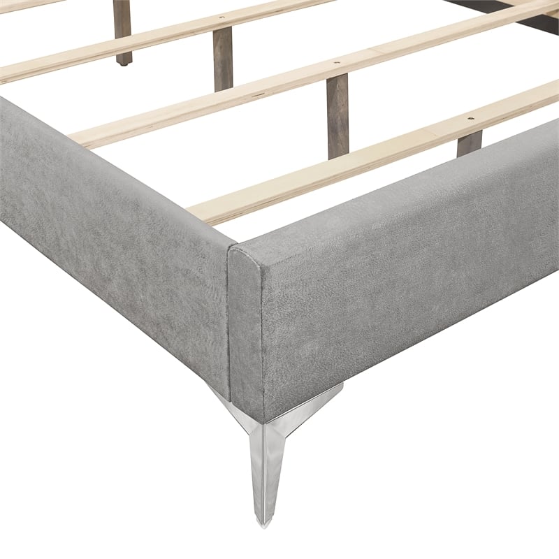 Pemberly Row Solid Wood California King Panel Bed in Gray
