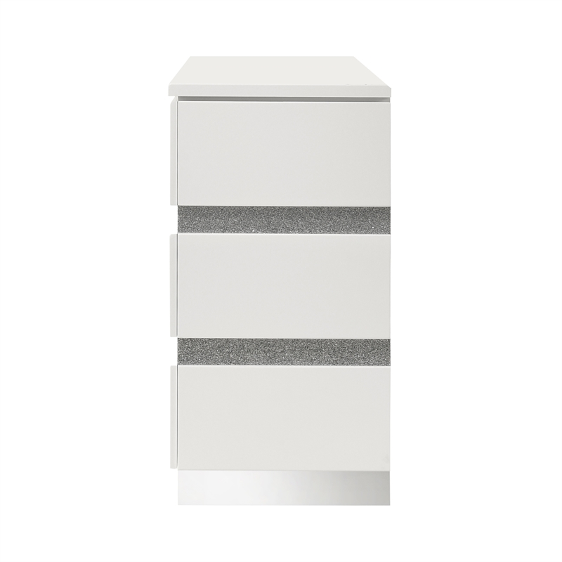 Pemberly Row Paradox 6-Drawer Dresser with White Gloss Laminate Finish